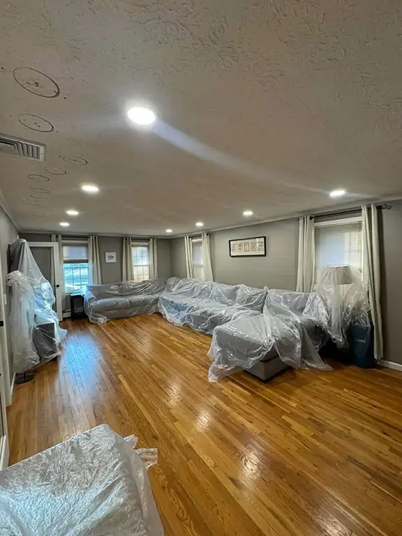 Large room with professional recessed lighting installation